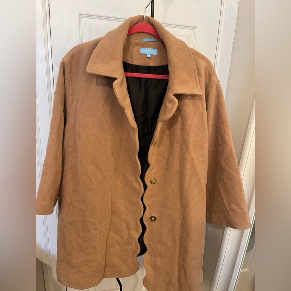 Draper James Scalloped belted wool coat camel color new without tags